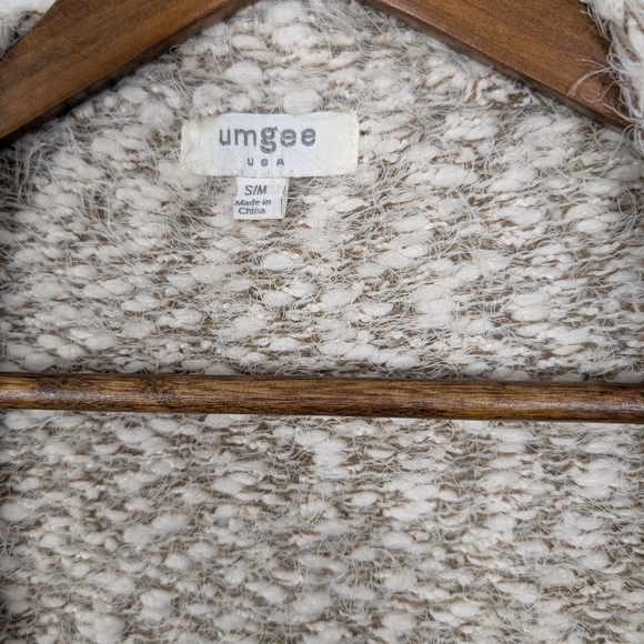 Umgee Beige Acrylic Blend Bohemian Long Fray Hem Cardigan Sweater - Picture 6 of 7